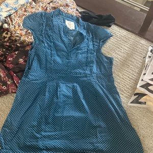 teal polka dot blouse